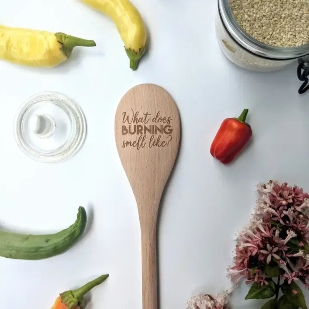 Schitt's Creek - What Does Burning Smell Like? Engraved Wooden Spoon